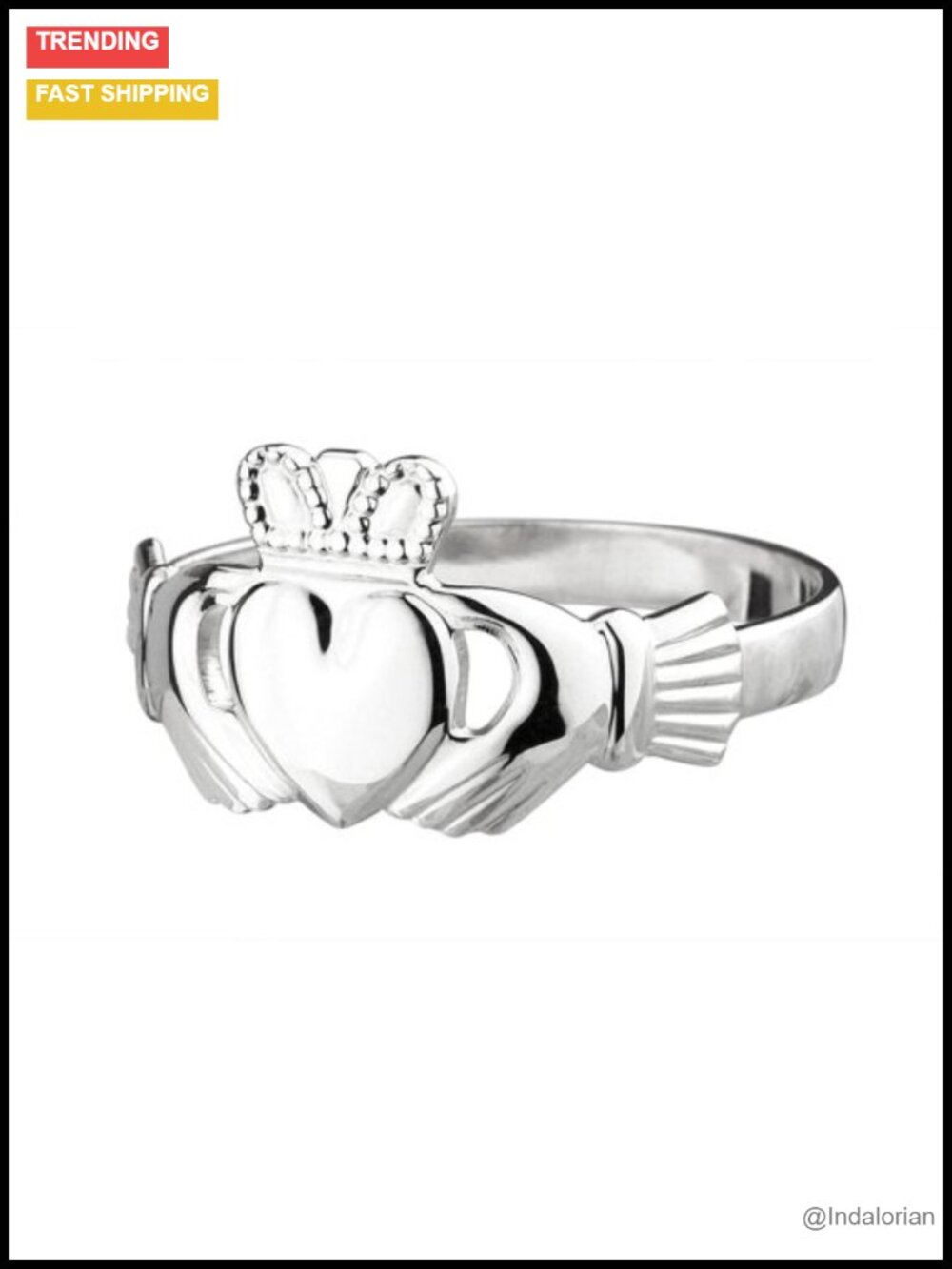 Sterling Silver Claddagh Ring Size 8.5 Made in Ireland